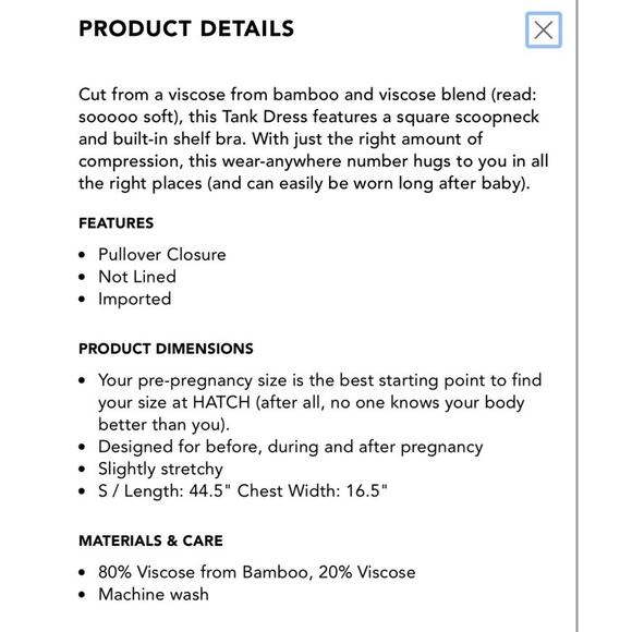 HATCH Maternity Body Midi Tank Dress Black Bamboo Stretch Sz M - Picture 6 of 14